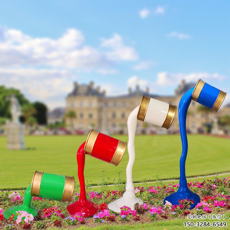 店門口油漆桶雕塑 創(chuàng)意動(dòng)漫雕塑 仿真擺件