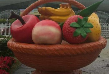 仿真果籃雕塑 店門口園林雕塑 水果小品