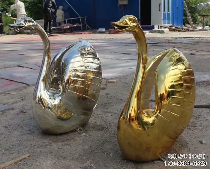 不銹鋼創意天鵝雕塑 步行街店門口雕塑 家禽小品