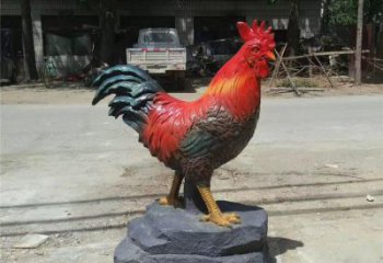 酒店公雞雕塑廠家 庭院仿真雕塑 玻璃鋼彩繪家禽雕塑