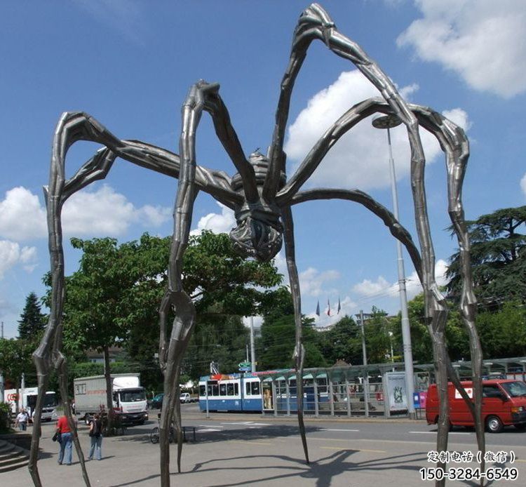 園林不銹鋼蜘蛛雕塑 城市廣場(chǎng)雕塑 步行街?jǐn)[件