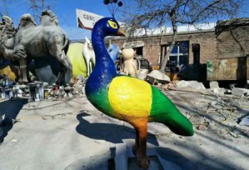 田間玻璃鋼孔雀雕塑 彩繪仿真雕塑 園林擺件