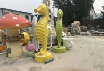 大型玻璃鋼海馬雕塑 商業街廣場雕塑 古銅色擺件