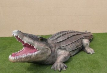 玻璃鋼抽象鱷魚雕塑 店門口彩繪雕塑 步行街擺件