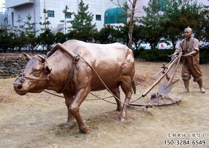 不銹鋼水牛雕塑，田間景觀小品，抽象幾何原理 (4)