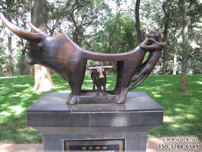 不銹鋼水牛雕塑，田間景觀小品，抽象幾何原理 (10)