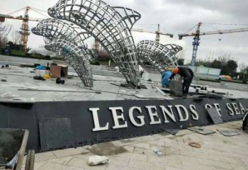 鏤空鯨魚雕塑，不銹鋼鯨魚雕塑，公園景觀小品 (1)