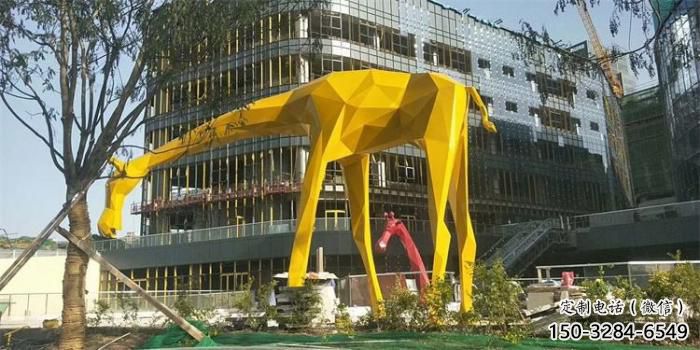 不銹鋼長頸鹿雕塑，異形幾何動物，售樓處小區(qū)擺件 (9)