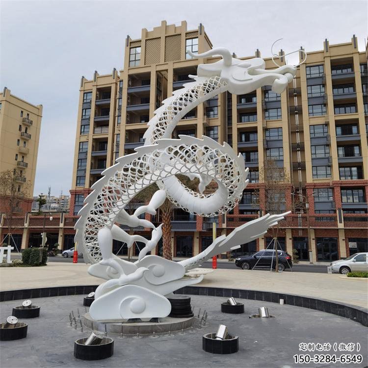 不銹鋼龍形雕塑，大型動物景觀，烤漆工藝制作 (1)