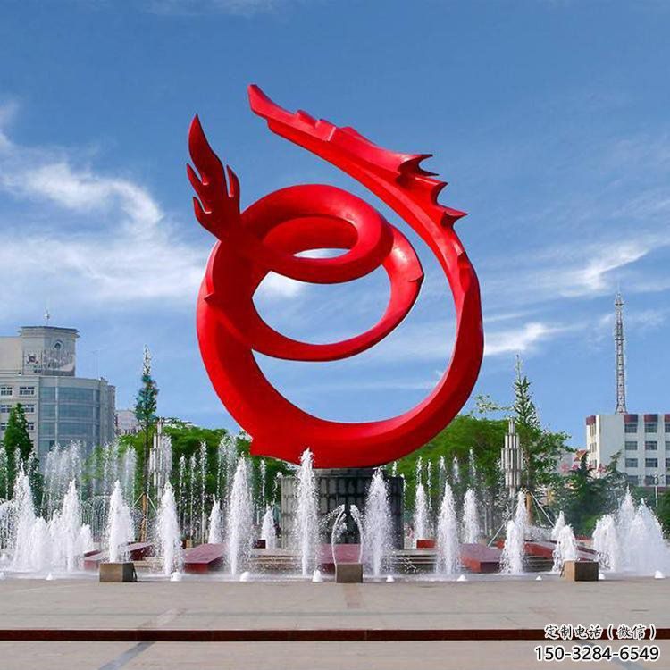 不銹鋼龍形雕塑，大型動(dòng)物景觀，烤漆工藝制作 (4)