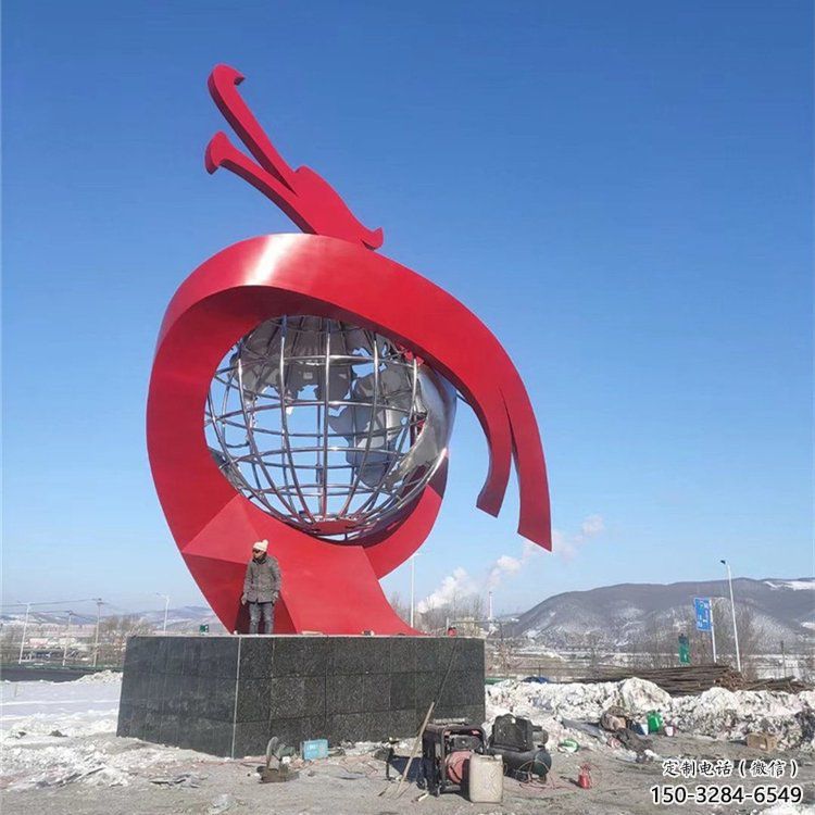 不銹鋼龍形雕塑，大型動物景觀，烤漆工藝制作 (6)