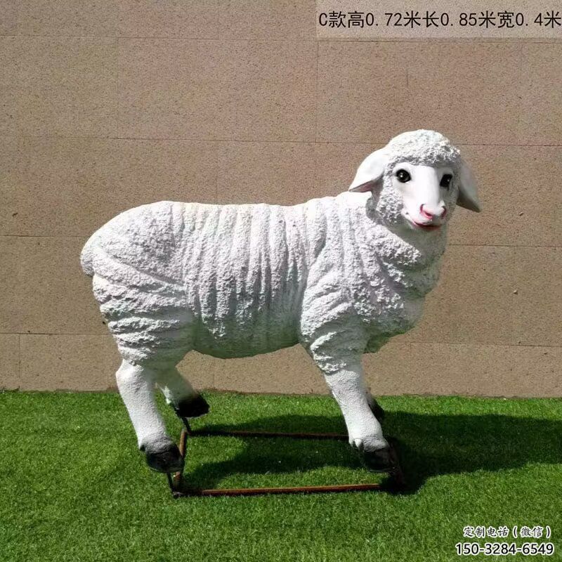 彩繪玻璃鋼綿羊雕塑廠(chǎng)家，動(dòng)物景觀(guān)，廣場(chǎng)仿真小品