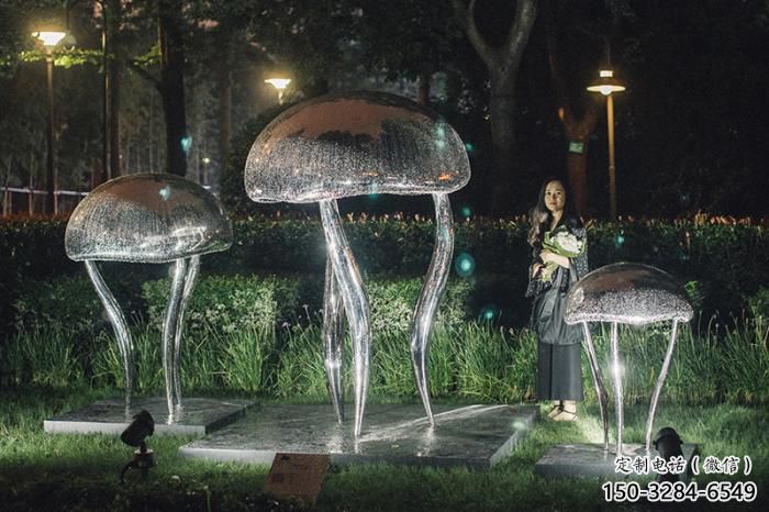 不銹鋼庭院水母雕塑 城市古銅色雕塑 音樂小品