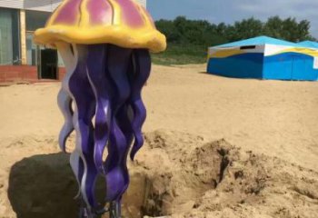 商場(chǎng)玻璃鋼水母雕塑 仿真海洋生物雕塑 店門口小品