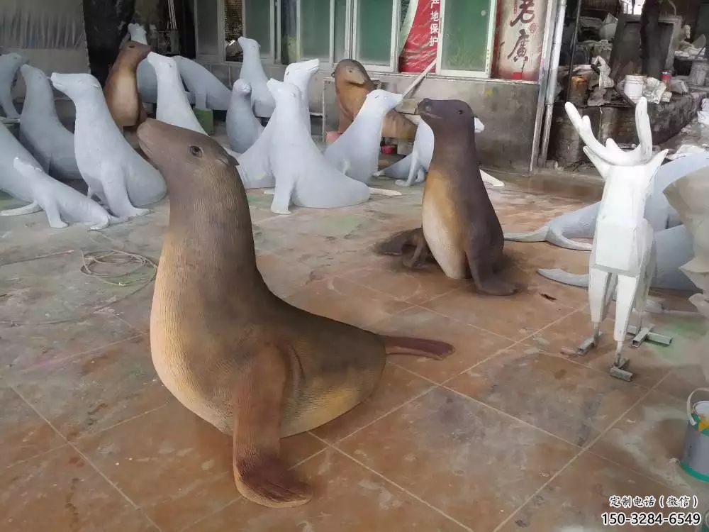 城市海豹雕塑 風景區彩繪雕塑 抽象擺件