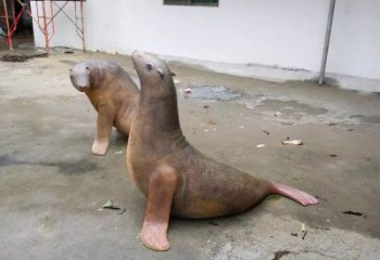 古銅色海豹雕塑 大型城市雕塑 商業(yè)街?jǐn)[件