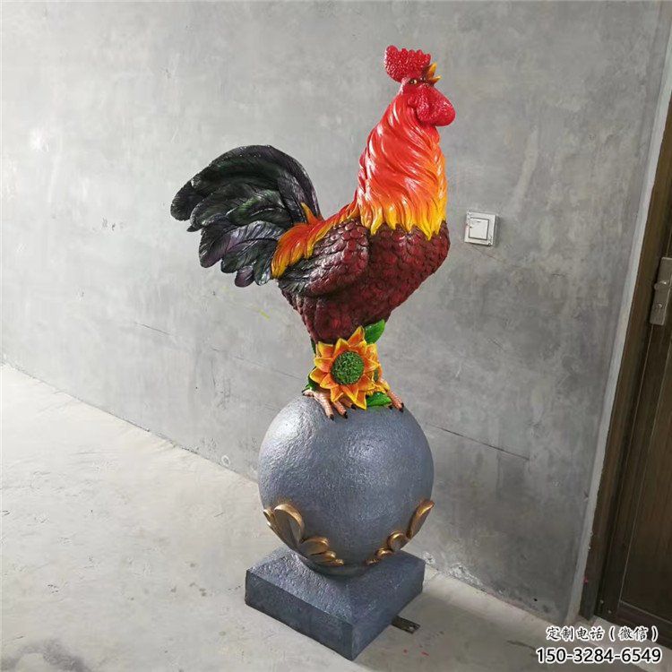 酒店小雞雕塑，家禽主題，鍍銅工藝