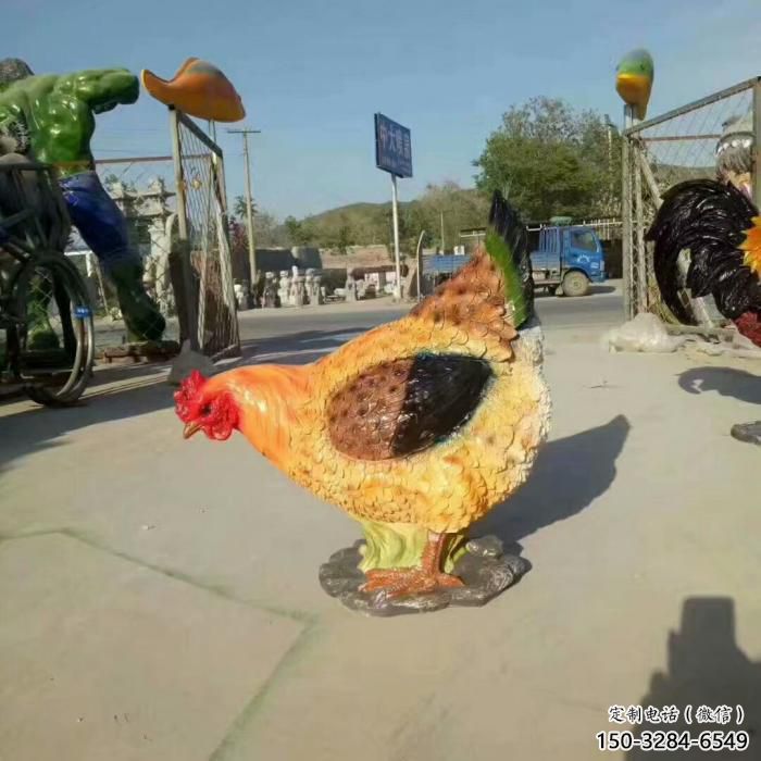 小區小雞雕塑，仿真主題，彩繪工藝