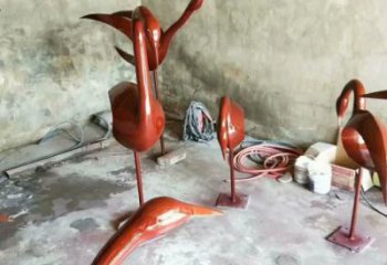 庭院鳥類雕塑，現代小品，彩繪工藝