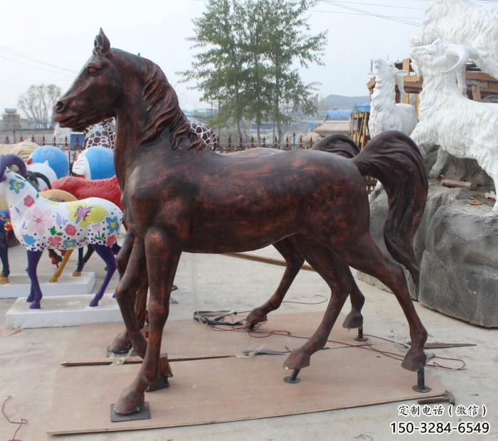庭院小馬雕塑，動物小品，廣場擺件