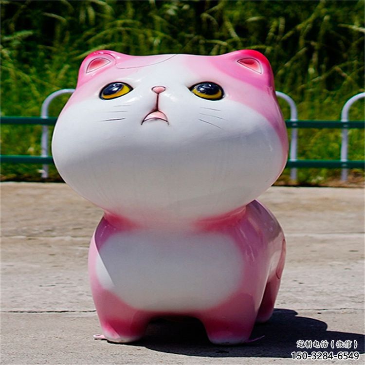 公園貓咪雕塑，噴砂發(fā)光雕塑，鑄銅工藝