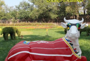 抽象公牛雕塑 店門口彩繪雕塑 步行街擺件