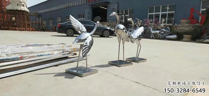 操場白鷺雕塑，鏡面海洋雕塑，噴砂制造