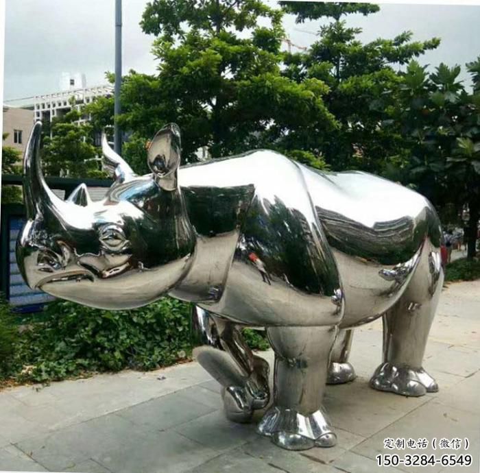 農(nóng)村犀牛雕塑，鏤空海洋雕塑，抽象效果