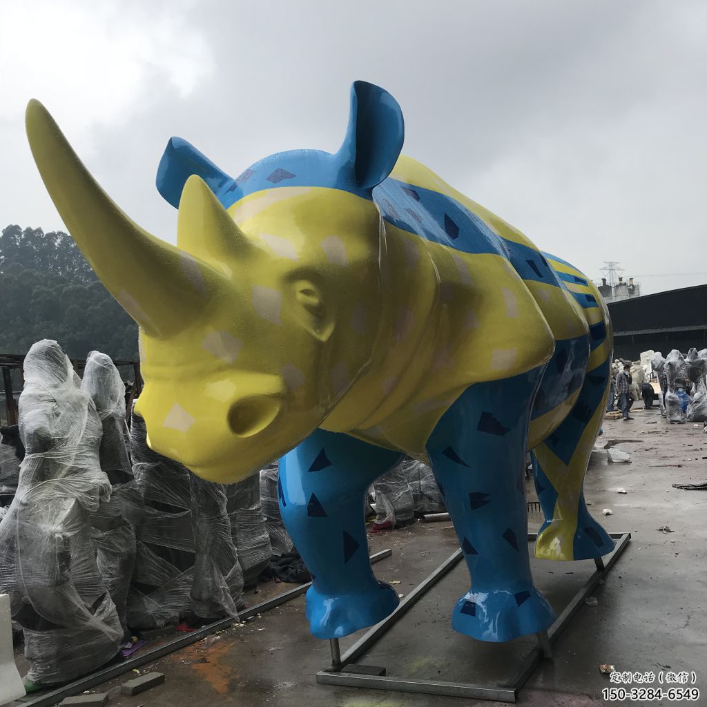 冷飲店犀牛雕塑，鍍銅海洋雕塑，鏡面工藝