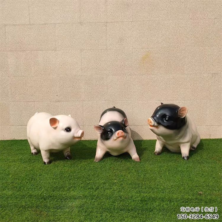 街道野豬雕塑，鑄銅農(nóng)耕雕塑，古銅效果