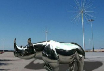 公園犀牛雕塑，噴砂發(fā)光雕塑，鑄銅工藝