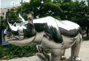 農(nóng)村犀牛雕塑，鏤空海洋雕塑，抽象效果