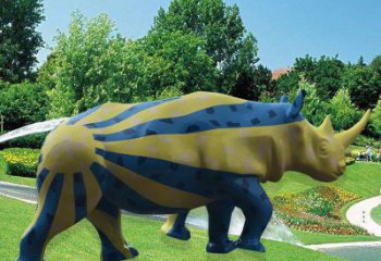 飯店犀牛雕塑，鍍金歐式雕塑，鍍金工藝