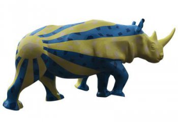 室內犀牛雕塑，拉絲海洋雕塑，抽象效果