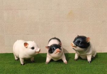 街道野豬雕塑，鑄銅農耕雕塑，古銅效果