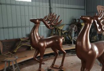 室內(nèi)馴鹿雕塑，拉絲海洋雕塑，抽象效果