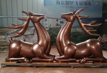 售樓部馴鹿雕塑，噴砂發(fā)光雕塑，彩繪題材