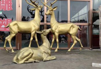 小區(qū)馴鹿雕塑，拉絲海洋雕塑，抽象效果