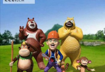 售樓部維尼熊雕塑，噴砂發光雕塑，彩繪題材