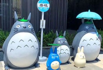 城市龍貓雕塑，網格體育雕塑，古銅效果