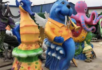 室內(nèi)河馬雕塑，拉絲海洋雕塑，抽象效果