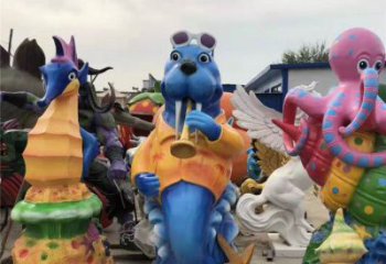 小區河馬雕塑，拉絲海洋雕塑，抽象效果