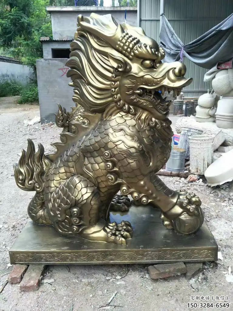 售樓部麒麟雕塑，噴砂發(fā)光雕塑，彩繪題材