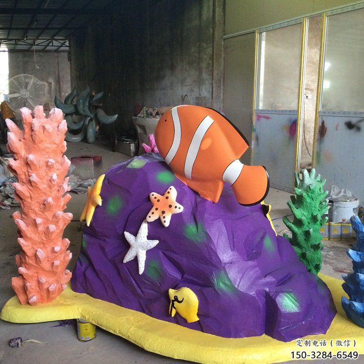 冷飲店珊瑚雕塑，鍍銅海洋雕塑，彩繪工藝