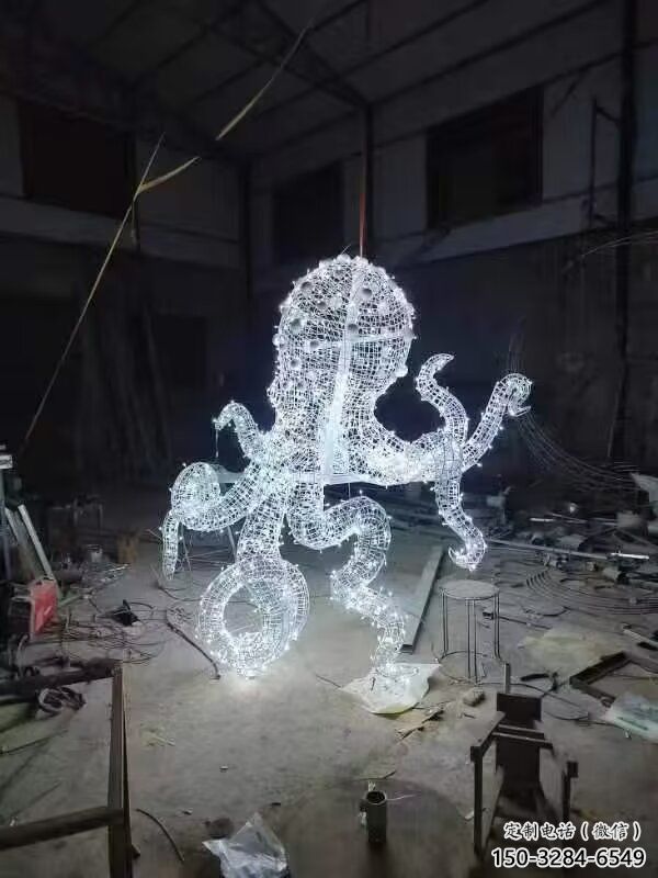 景區烏賊雕塑，鍍金歐式雕塑，鐵藝材質