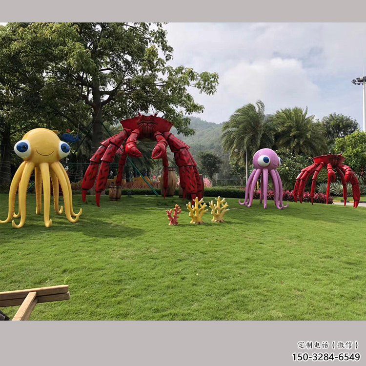 室內烏賊雕塑，拉絲海洋雕塑，抽象效果