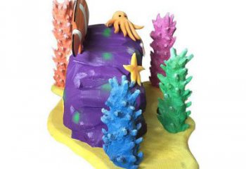 室內珊瑚雕塑，拉絲海洋雕塑，抽象效果