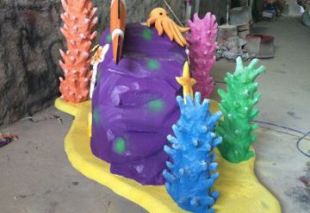 售樓部珊瑚雕塑，噴砂發光雕塑，彩繪題材