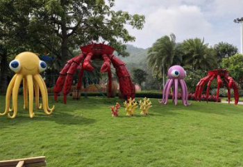 室內烏賊雕塑，拉絲海洋雕塑，抽象效果