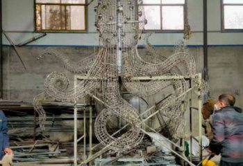 庭院烏賊雕塑，鍍金歐式雕塑，網格形式